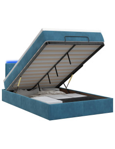 Letto Ottomano con Materasso e LED Blu scuro 120 x 190 cm 2