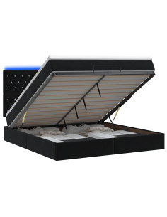 Letto Ottomano con Materasso e LED Nero 160 x 200 cm Velluto 2