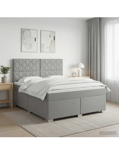 Letto box spring con materasso Grigio Chiaro 140 x 190 cm