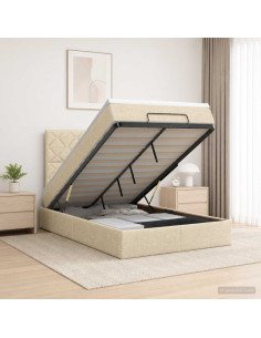 Letto ottomano con materasso Crema 120 x 190 cm Tessuto