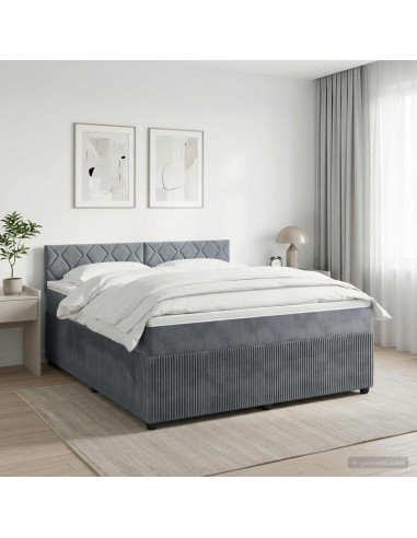 Letto box spring con materasso Grigio Scuro 180 x 200 cm