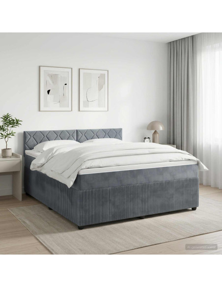 Letto box spring con materasso Grigio Scuro 180 x 200 cm