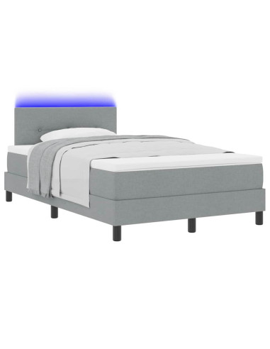 Letto a molle con testiera Grigio chiaro 120 x 200 cm Tessuto