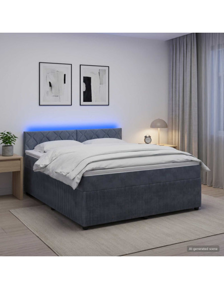 Letto box spring con materasso Grigio Scuro 180 x 200 cm