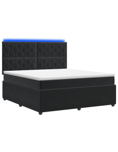 Letto Box Spring LED con Materasso Nero 160 x 200 cm Velluto 2