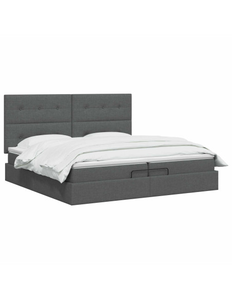Letto Ottomano con Materasso e LED Grigio Scuro 200 x 200 cm
