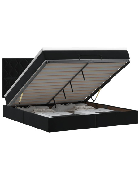 Letto ottomano con materasso Nero 140 x 200 cm Velluto