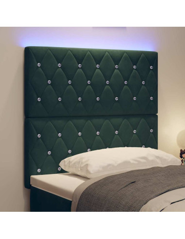 Testiera LED con strisce LED Verde Scuro 90 cm Velluto