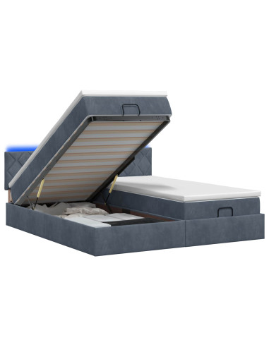 Letto Ottomano con Materasso e LED Grigio Scuro 180 x 200 cm