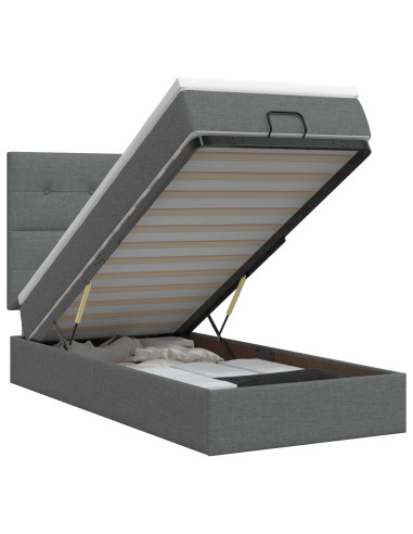 Letto ottomano con materasso Grigio Scuro 100 x 200 cm Tessuto