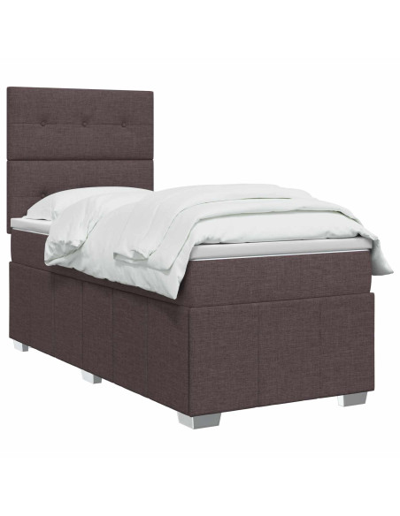 Letto Box Spring LED con Materasso Marrone Scuro 90 x 200 cm