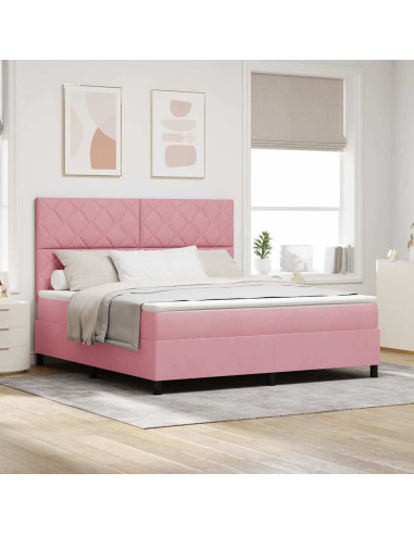 Letto a molle con testiera Rosa 180 x 200 cm Velluto