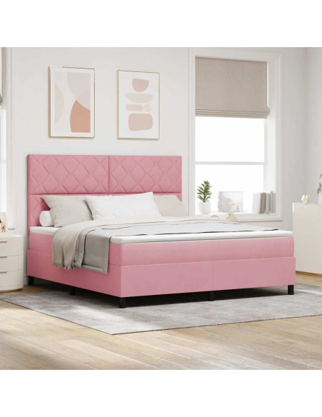 Letto a molle con testiera Rosa 180 x 200 cm Velluto