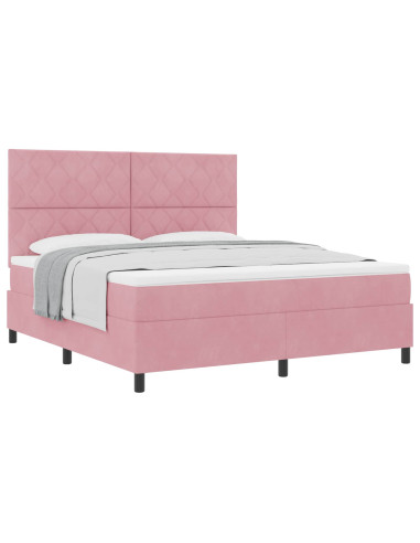 Letto a molle con testiera Rosa 180 x 200 cm Velluto