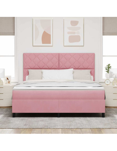 Letto a molle con testiera Rosa 180 x 200 cm Velluto