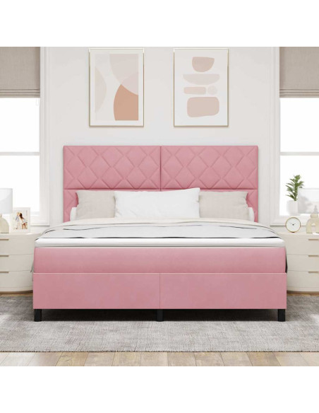 Letto a molle con testiera Rosa 180 x 200 cm Velluto
