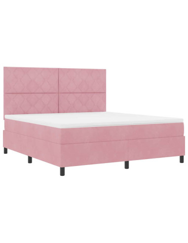 Letto a molle con testiera Rosa 180 x 200 cm Velluto