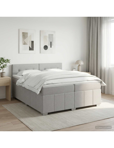 Letto Box Spring LED con Materasso Grigio Chiaro 180 x 200 cm
