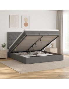 Letto Ottomano con Materasso e LED Grigio Scuro 180 x 200 cm
