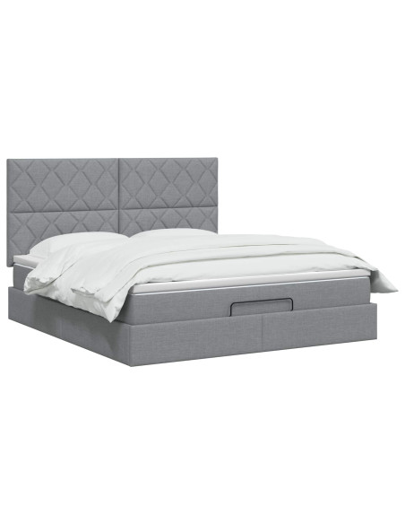 Letto Ottomano con Materasso e LED Grigio Chiaro 140 x 190 cm
