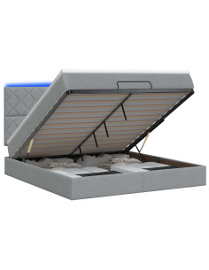 Letto Ottomano con Materasso e LED Grigio Chiaro 140 x 200 cm 2