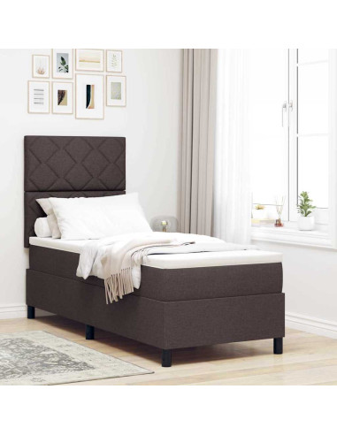 Letto a molle con testiera Marrone Scuro 80 x 200 cm Tessuto