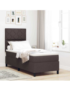 Letto a molle con strisce LED Marrone scuro 80 x 200 cm Tessuto