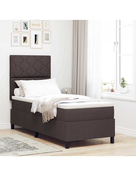 Letto a molle con strisce LED Marrone scuro 80 x 200 cm Tessuto