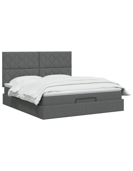 Letto Ottomano con Materasso e LED Grigio Scuro 160 x 200 cm