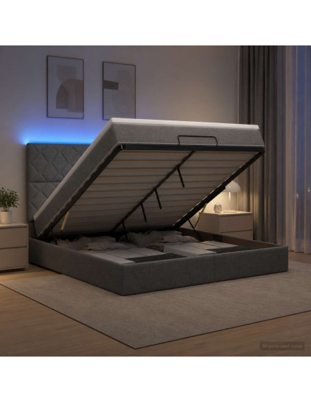 Letto Ottomano con Materasso e LED Grigio Scuro 160 x 200 cm