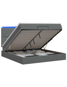 Letto Ottomano con Materasso e LED Grigio Scuro 180 x 200 cm 2