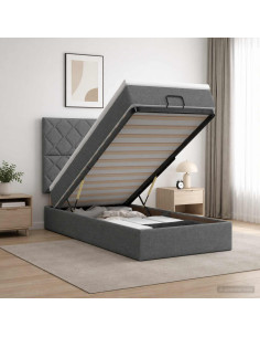 Letto Ottomano con Materasso e LED Grigio Scuro 90 x 200 cm