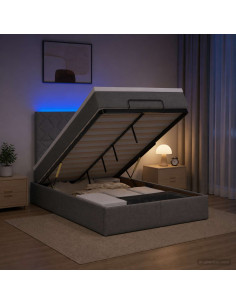 Letto Ottomano con Materasso e LED Grigio Scuro 120 x 190 cm