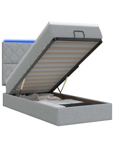 Letto Ottomano con Materasso e LED Grigio Chiaro 90 x 200 cm 2
