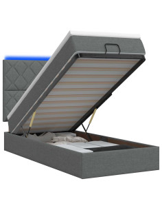 Letto Ottomano con Materasso e LED Grigio Scuro 100 x 200 cm 2