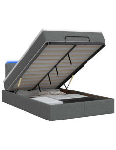 Letto Ottomano con Materasso e LED Grigio Scuro 120 x 190 cm 2