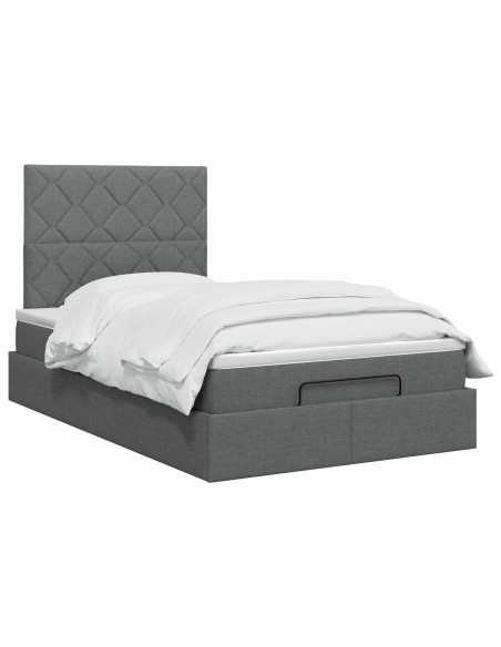 Letto Ottomano con Materasso e LED Grigio Scuro 120 x 200 cm