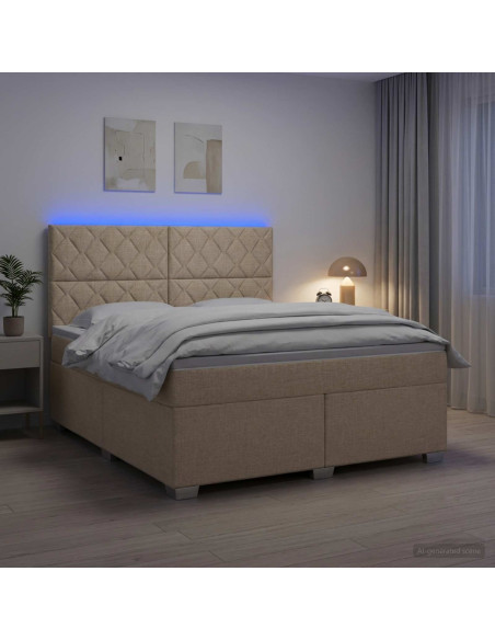 Letto box spring con materasso Crema 180 x 200 cm Tessuto