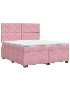 Letto box spring con materasso Rosa 140 x 200 cm Velluto 2