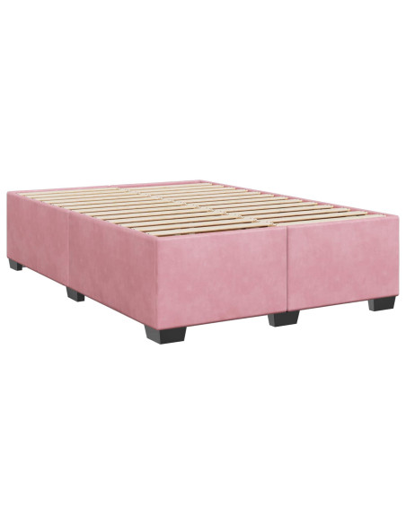 Letto box spring con materasso Rosa 140 x 200 cm Velluto