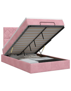 Letto ottomano con materasso Rosa 120 x 200 cm Velluto 2