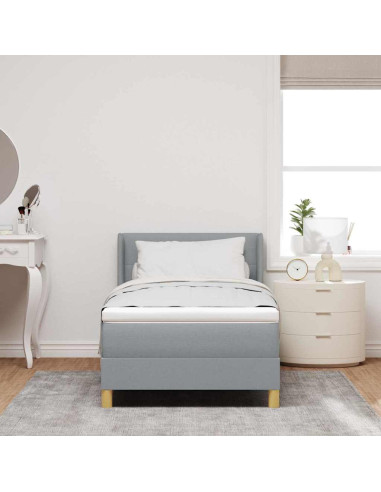 Letto a molle con testiera Grigio chiaro 200 x 80 cm Tessuto