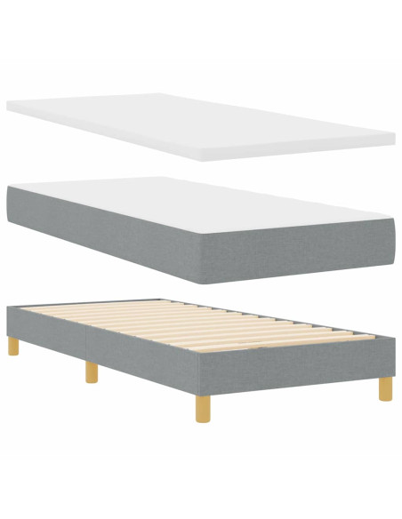 Letto a molle con testiera Grigio chiaro 80 x 200 cm Tessuto