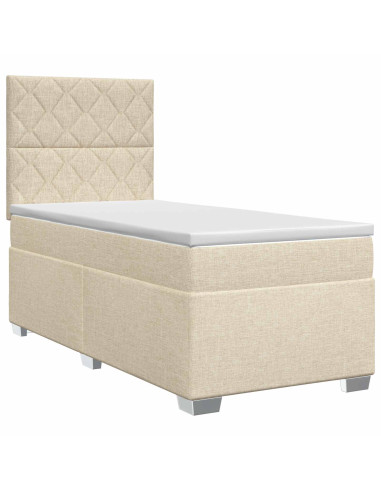 Letto box spring con materasso Crema 100 x 200 cm Tessuto