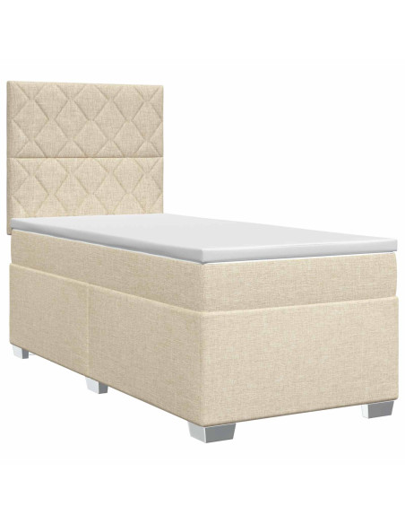 Letto box spring con materasso Crema 100 x 200 cm Tessuto