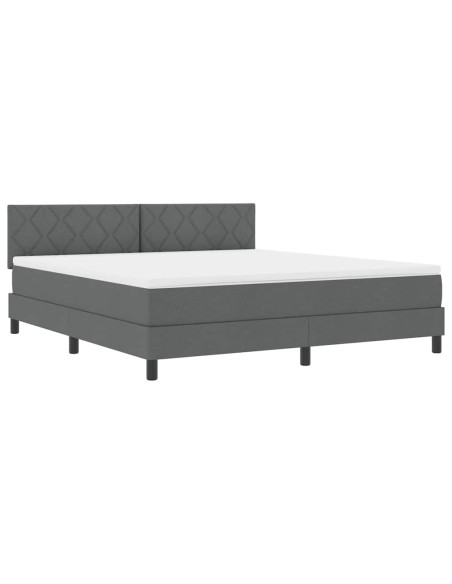 Letto a molle con strisce LED Grigio scuro 180 x 200 cm Tessuto