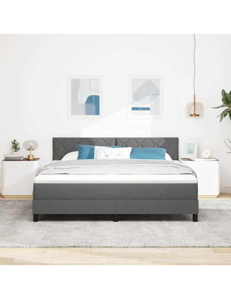Letto a molle con strisce LED Grigio scuro 180 x 200 cm Tessuto