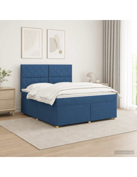 Letto box spring con materasso Blu 140 x 200 cm Tessuto