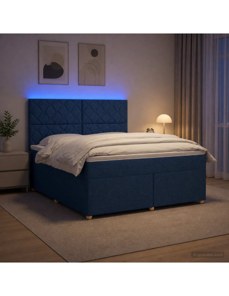 Letto box spring con materasso Blu 140 x 200 cm Tessuto