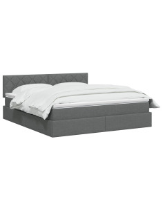 Letto con contenitore LED e materasso Grigio Scuro 160 x 200 cm 2